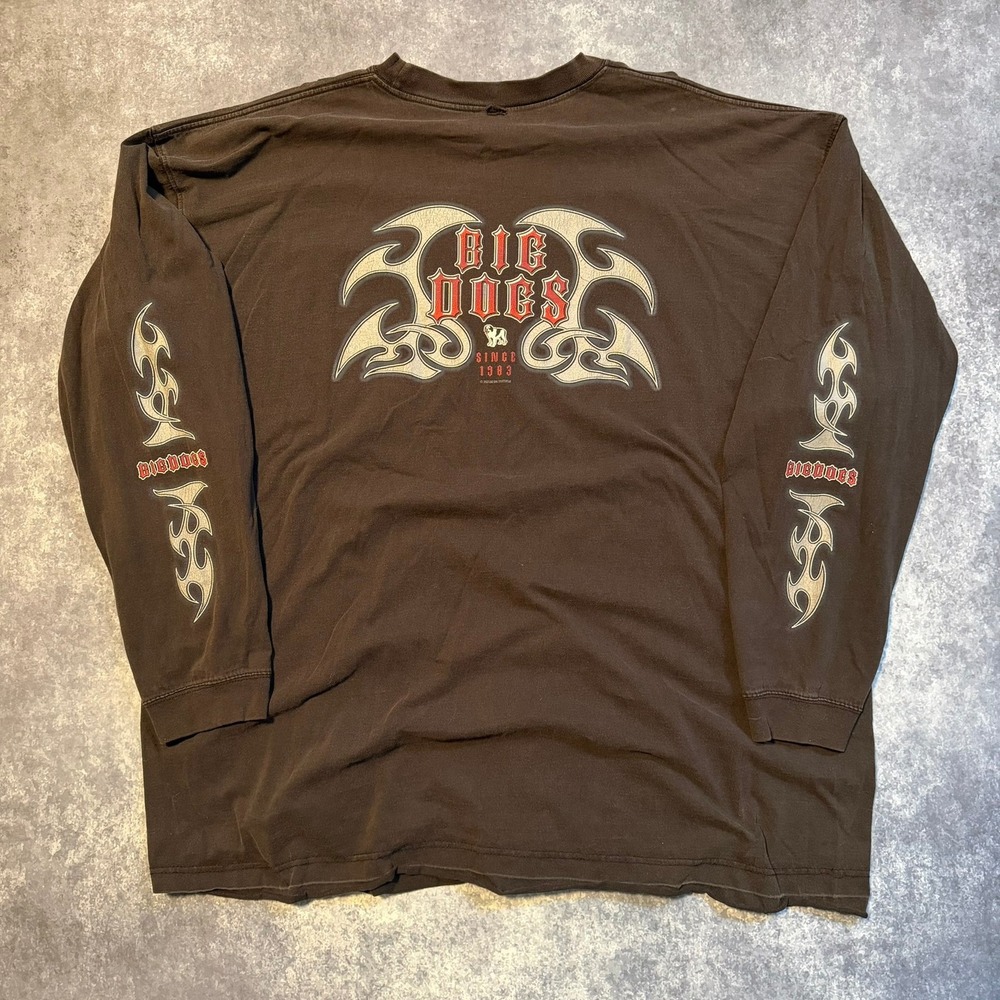 Vintage Big Dogs‎ Mens Black Tribal Graphic Long Sleeve T-Shirt Size XXL 2XL Y2K - Picture 4 of 7
